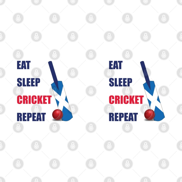 Eat Sleep Cricket Repeat Scotland Flag Cricket Bat by DPattonPD