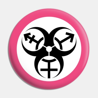 Trans Biohazard - White Circle Pin