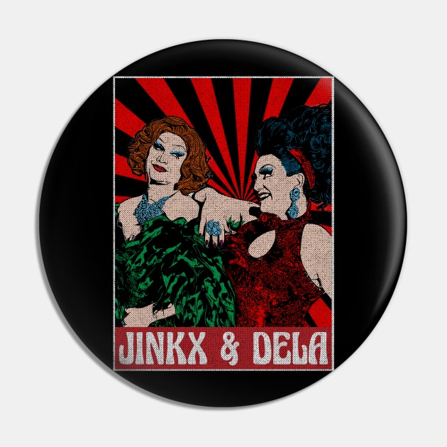 Vintage Jinkx and Dela Pop Art Pin by Motor Lipat