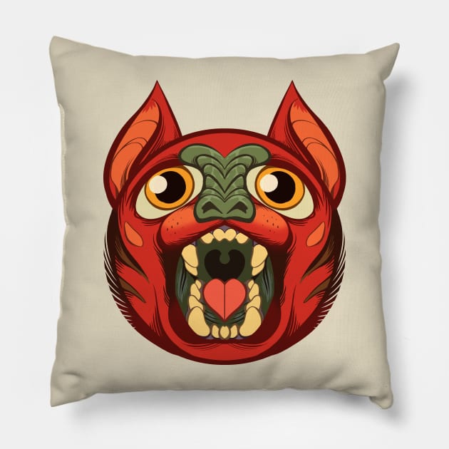 Cat monster 02 Pillow by gorillaprutt