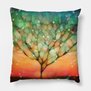 Single tree and sparkles rain Pillow