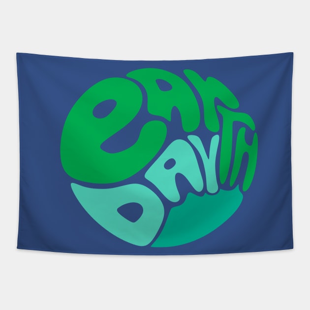 Abstract Earth Day Typography Tapestry by FreckleFaceDoodles