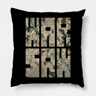 Warsaw, Poland City Map Typography - Vintage Pillow