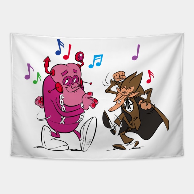 Franken Berry & Count Chocula dancing Tapestry by FanartFromDenisGoulet