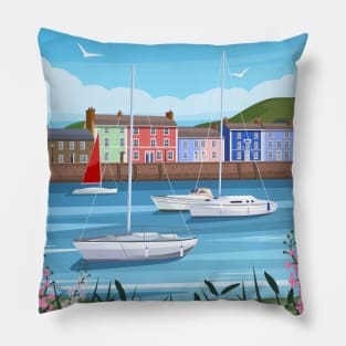 Aberaeron Colourful Houses, Ceredigion Wales Pillow