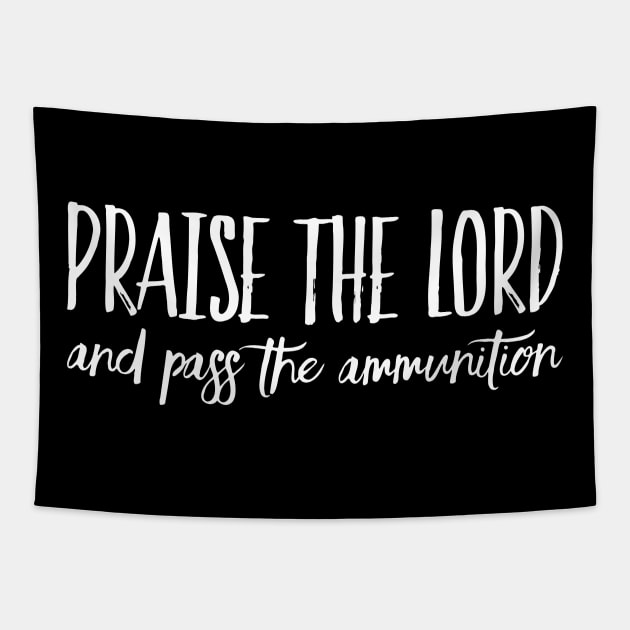 Praise the Lord and Pass the Ammunition Tapestry by hobrath