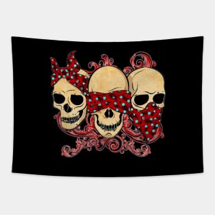 Three Skulls See No Evil Tapestry