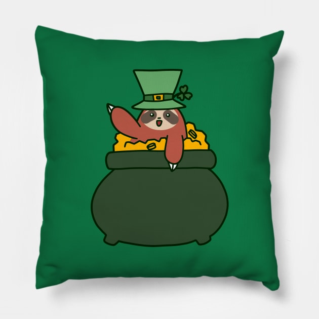 Sloth Pot of Gold Pillow by saradaboru