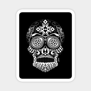 SKULL CATRINA IN MEXICAN ECOPOP TOTONAC PATTERN Magnet