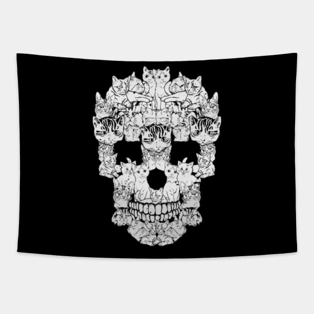 Niche Skull Island Mod Art  Cats Skull Cat Tapestry by LailaLittlerwm