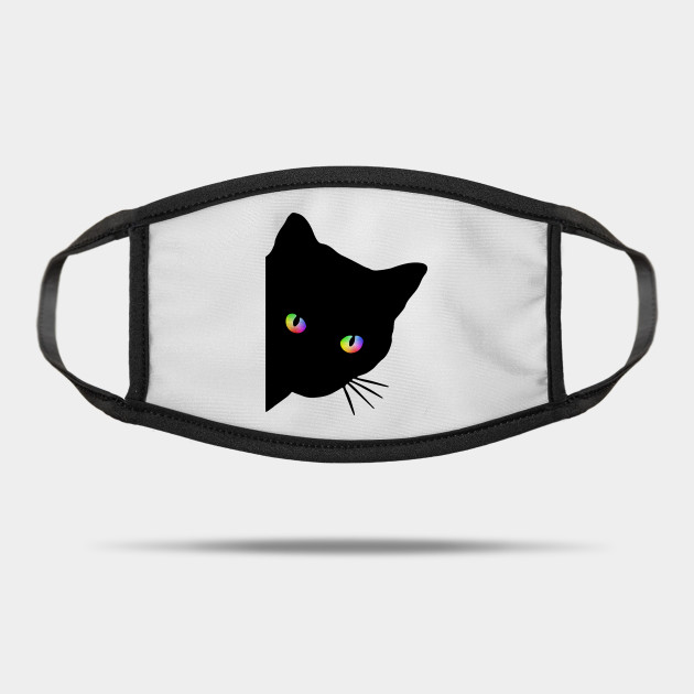 Black Cat Face Rainbow Eyes Watching Funny Cat Lovers Gifts