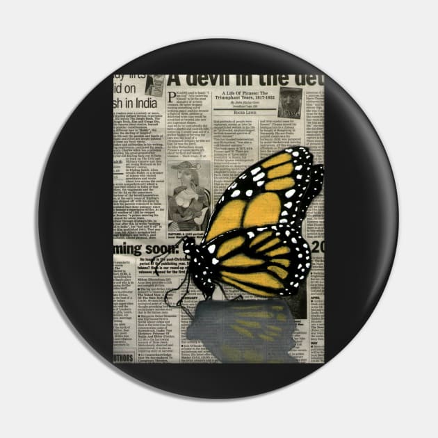 Butterfly on my Newspaper Pin by cheriedirksen