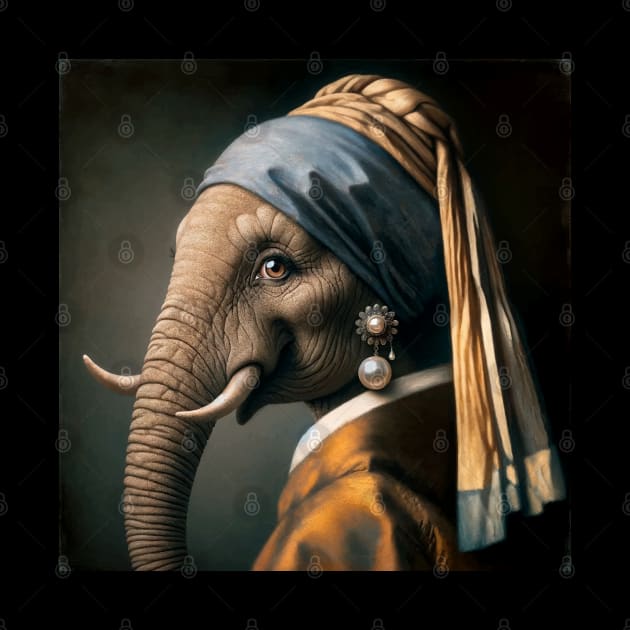 Wildlife Conservation - Pearl Earring Elephant Meme by Edd Paint Something