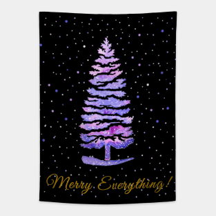 Watercolor Christmas and new year greeting Merry Everything Tapestry