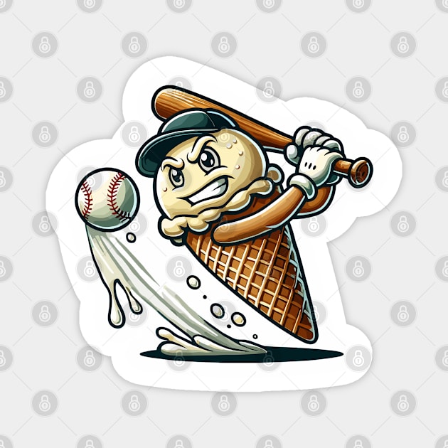 Baseball Ice Cream Cone Funny Sports Magnet by JessArty
