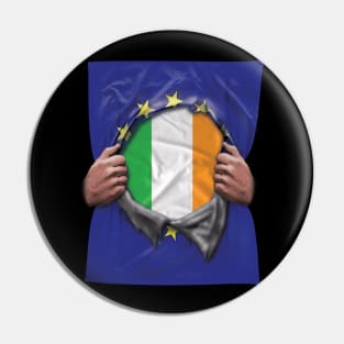 Ireland Flag European Union Flag Ripped Open - Gift for Irish From Ireland Pin