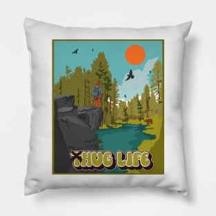 Hug life funny hiking quote outdoor activity mountain lover Pillow