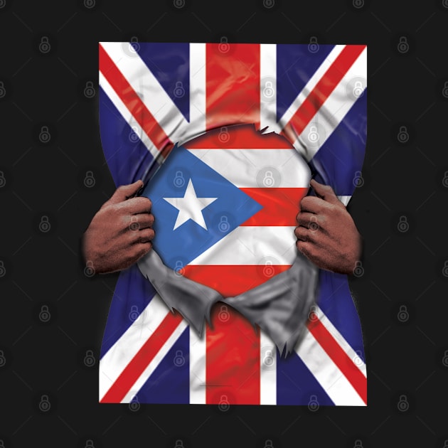 Puerto Rico Flag Great Britain Flag Ripped - Gift for Puerto Rican From Puerto Rico by Country Flags