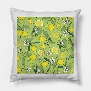 lemons on light green Pillow