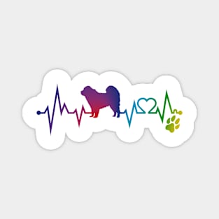 Tibetan Mastiff  Colorful Heartbeat, Heart & Dog Paw Magnet