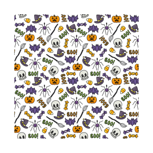 Cute Cartoons Halloween Seamless Pattern T-Shirt