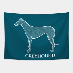 Greyhound with Name - greyhound lovers dog design gift on blue Tapestry