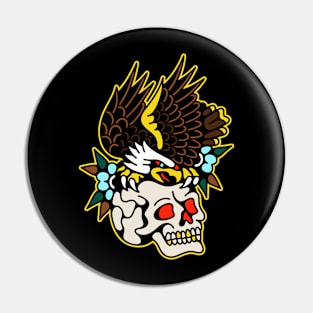 Eagle gripping skull Pin