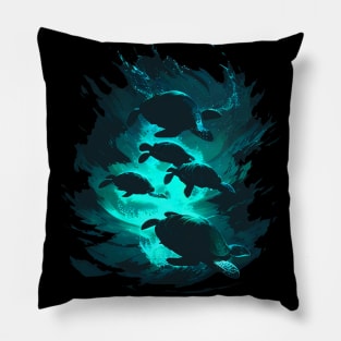 Cute Swimming Sea Turtles Pillow