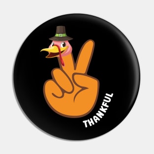 Turkey Peace Hand Sign Thanksgiving Pin