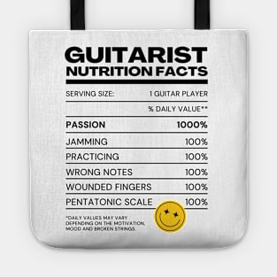 Guitarist User Nutrition Facts - White Version - Musician Guitar Player Merchandises Tote