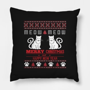 Meow Meow Cat Ugly Christmas Pillow