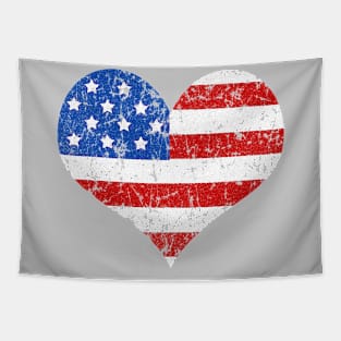 American Flag Heart Distressed Tapestry