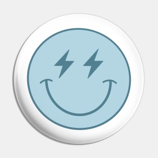 Blue lightning bolt smiley face Pin