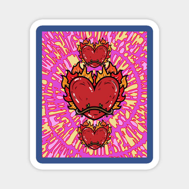 Flames Burning Heart On Fire Magnet by flofin