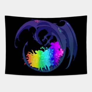 Pride Flag Flower Dragon Tapestry