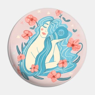 Aquarius Zodiac - Pink Pin