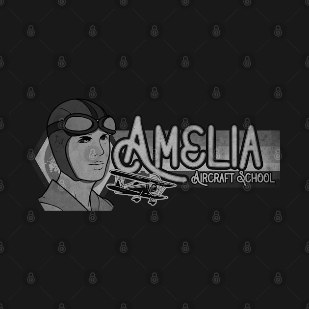 Amelia Aircraft School BW by CTShirts