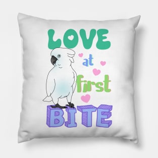 Love at first bite Umbrella Cockatoo Funny Birb merch Parrot Kawaii Pillow