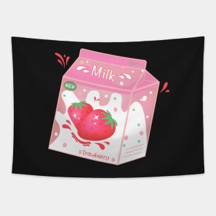 Retro 90s Japanese Kawaii Strawberry Milk Shake Carton Tapestry