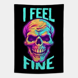 Funny Halloween skeleton Drawing: "I Feel Fine" - A Spooky Delight! Tapestry