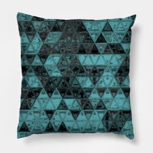 Blue Batik Triangle Tile Background Pillow