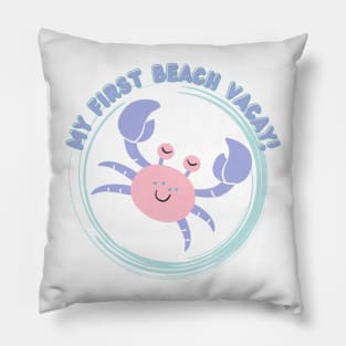 My First Beach Vacay - Pink, Purple Crab Pillow