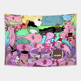 Colorful Axolotl Collage Tapestry