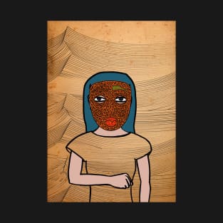 Unique FemaleMask Digital Collectible with DoodleEye Color and DarkSkin on TeePublic T-Shirt