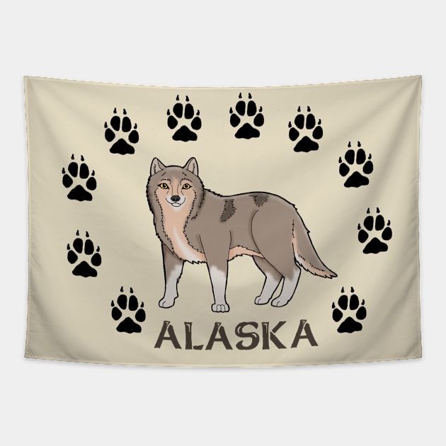 Alaska Wolf Tapestry by HonuHoney