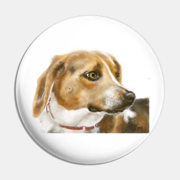 Sweet Beagle Pooch Pup Dog Pin by LITDigitalArt