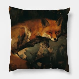 Red Fox Cozy Sleeping Forest Pillow