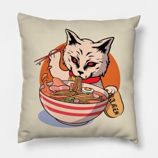 Cat eating spaghetti Pillow