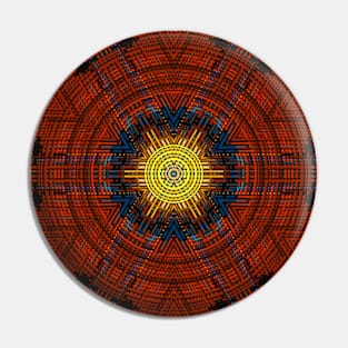 Weave Mandala Yellow Orange and Blue Pin