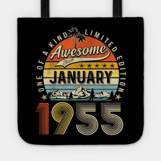 Awesome Since January 1955 Vintage 68th Birthday Tote